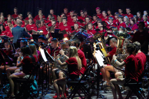 LCMS Youth Gathering participants play in the Gathering orchestra and sing in the choir during Divine Service.