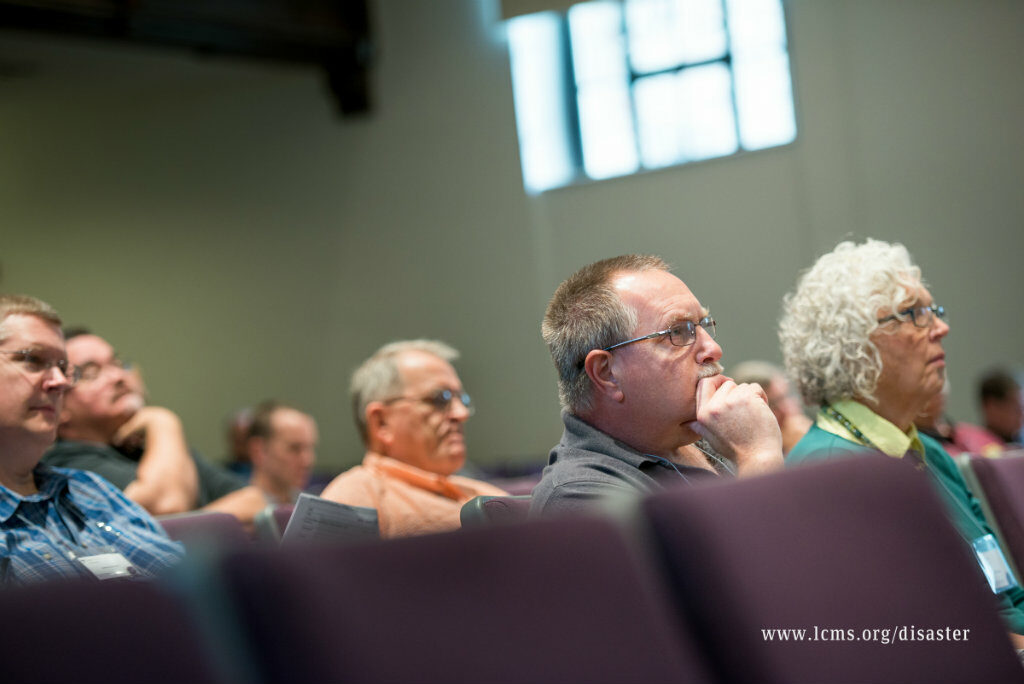 Participants listen during the 2015 National Disaster Response Conference on Tuesday, Oct. 6, 2015, at Concordia Seminary, St. Louis. LCMS Communications/Erik M. Lunsford