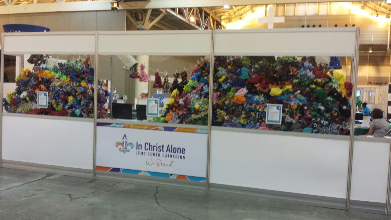 Over one thousand fleece hats were made in the LCMS Youth Ministry Booth at the 2016 LCMS Youth Gathering. The LCMS Servant Event coommitte lead the process.