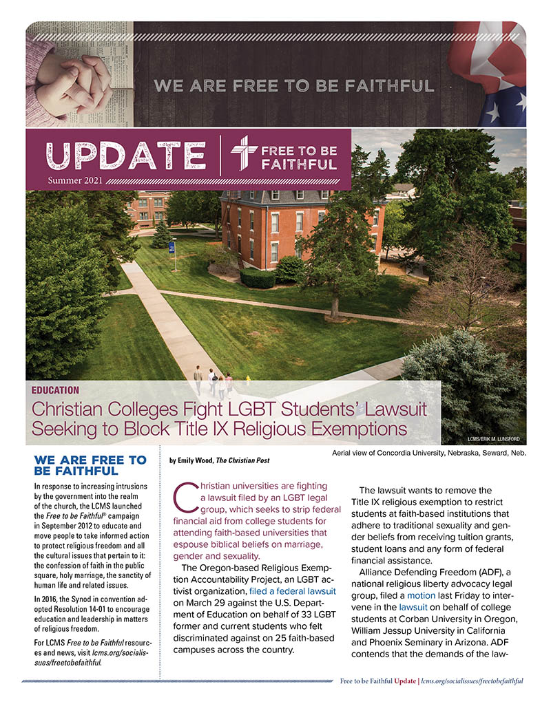 LCMS Free to be Faithful Newsletter - Summer 2021